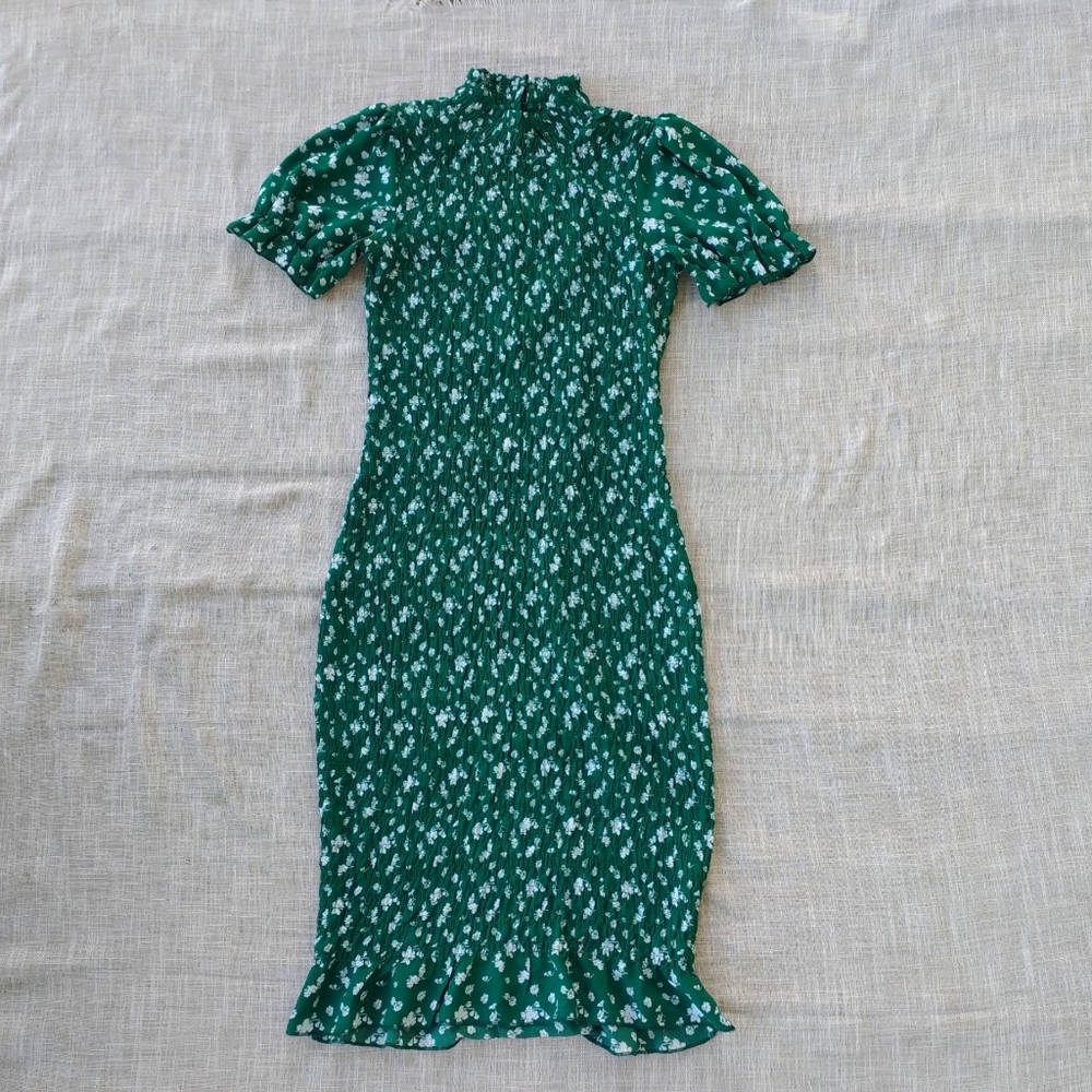 Ruched High Collar Tea Dress Tea Dress Trixxi